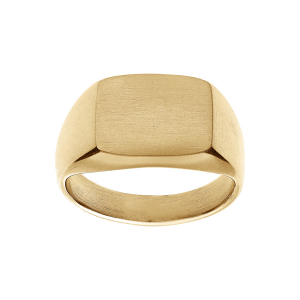 CHEVALIERE ACIER PVD DORÉ PLATEAU RECTANGULAIRE 15 X 11MM