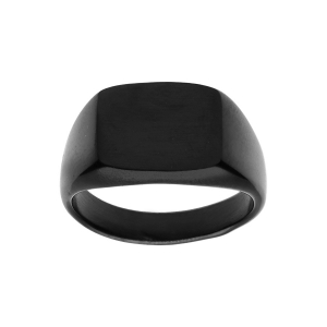 CHEVALIERE ACIER PVD NOIR PLATEAU RECTANGULAIRE 15 X 11MM