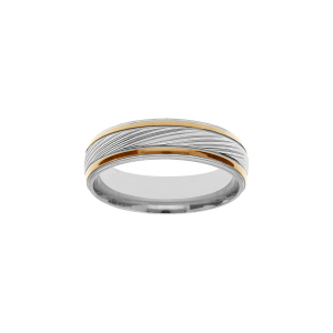 BAGUE ACIER ET PVD DORÉ STRIÉE 6MM
