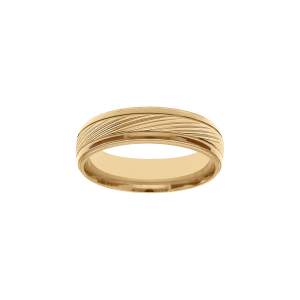 BAGUE ACIER DORÉ STRIÉE  6MM
