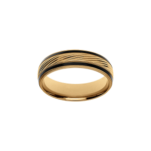 BAGUE ACIER DORÉ STRIÉE ET FILET PVD NOIR 6MM