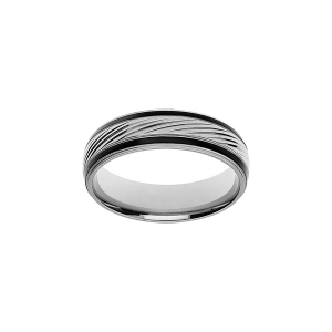 BAGUE ACIER ET PVD NOIR STRIÉE 6MM