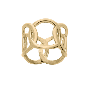 BAGUE ACIER ET PVD DORÉ MULTI CERCLES ENTRELACÉS