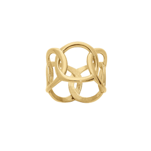 BAGUE ACIER ET PVD DORÉ MULTI CERCLES ENTRELACÉS