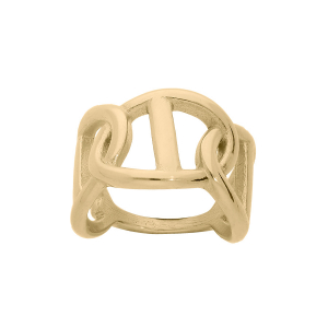 BAGUE ACIER ET PVD DORÉ MOTIF GRAIN DE CAFÉ