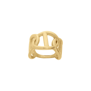 BAGUE ACIER ET PVD DORÉ MOTIF GRAIN DE CAFÉ