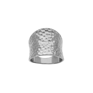 BAGUE ACIER LARGE MARTELÉE