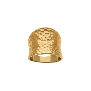 BAGUE ACIER DORÉ LARGE MARTELÉE