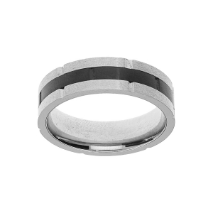 BAGUE ACIER ET PVD NOIR 6MM