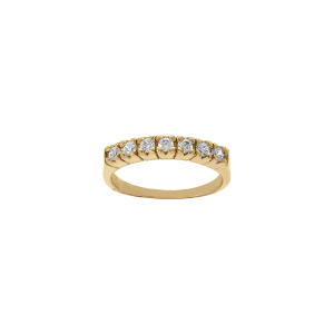 BAGUE ACIER DORÉ RAIL OXYDES BLANCS SERTIS