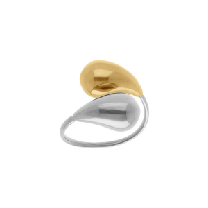 BAGUE ACIER BICOLORE OUVERTE RÉGLABLE  2 GOUTTES