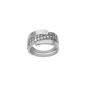 BAGUE ACIER OXYDES BLANCS SERTIS