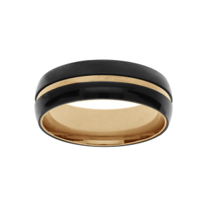 BAGUE ACIER DORÉ ET PVD NOIR 7MM