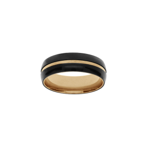BAGUE ACIER DORÉ ET PVD NOIR 7MM