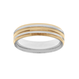 BAGUE ACIER ET PVD DORÉ 6MM
