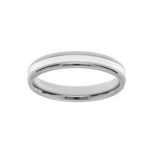 BAGUE ACIER ET RÉSINE BLANCHE 4MM
