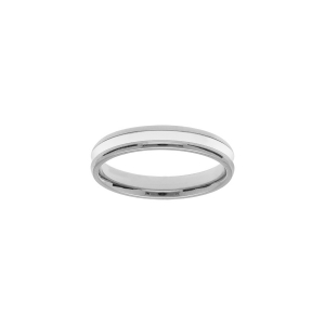 BAGUE ACIER ET RÉSINE BLANCHE 4MM