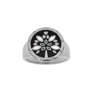BAGUE ACIER STELLA MIA RONDE DIAM 18 MM  RÉSINE ET NACRE