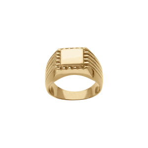CHEVALIERE ACIER DORÉ PLATEAU CARRÉ  10X10MM