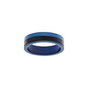 BAGUE ACIER PVD NOIR ET BLEU 6MM