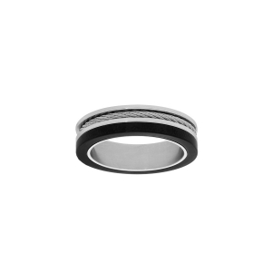BAGUE ACIER ET PVD NOIR AVEC CABLE