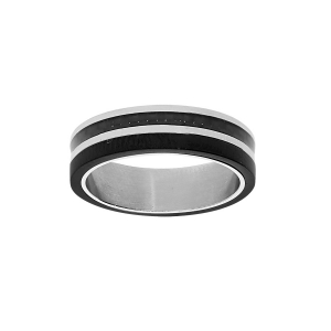 BAGUE ACIER ET PVD NOIR ET CARBONE
