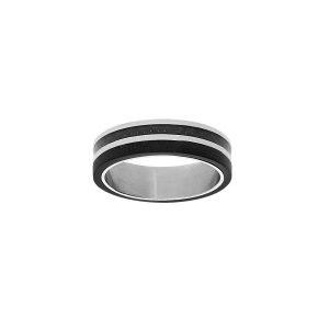 BAGUE ACIER ET PVD NOIR ET CARBONE