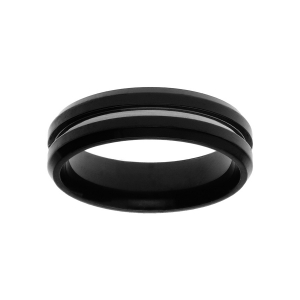 BAGUE ACIER PVD NOIR FILET 6MM