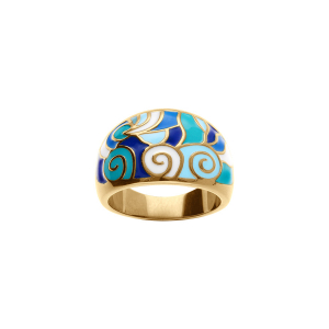 BAGUE ACIER DORÉ STELLA MIA RÉSINE BLEU