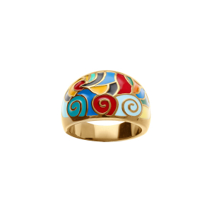 BAGUE ACIER DORÉ STELLA MIA RÉSINE MULTI COULEUR