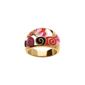 BAGUE ACIER DORÉ STELLA MIA RÉSINE ROUGE