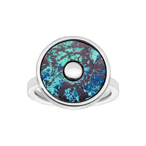 BAGUE ACIER RONDE PIERRE CHRYSOCOLLE