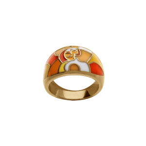 BAGUE ACIER DORÉ STELLA MIA RÉSINE ORANGÉ
