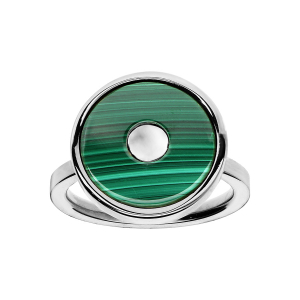 BAGUE ACIER RONDE PIERRE MALACHITE