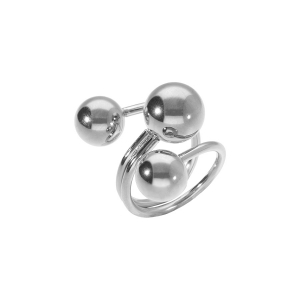 BAGUE ACIER  RÉGLABLE 3 BOULES