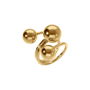 BAGUE ACIER DORÉ RÉGLABLE 3 BOULES