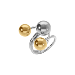 BAGUE ACIER BICOLORE RÉGLABLE 3 BOULES