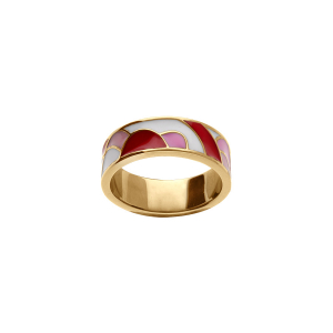 BAGUE ACIER DORÉ STELLA MIA RÉSINE ROUGE