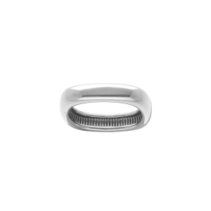BAGUE ACIER DEMI JONC RECTANGULAIRE