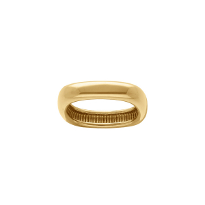 BAGUE ACIER DORÉ DEMI JONC RECTANGULAIRE