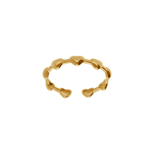 BAGUE ACIER COEURS OUVERTE REGLABLE