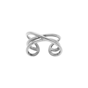 BAGUE ACIER CROISÉE 3 FILS OUVERTE RÉGLABLE