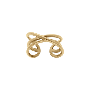 BAGUE ACIER DORÉ CROISÉE 3 FILS OUVERTE RÉGLABLE