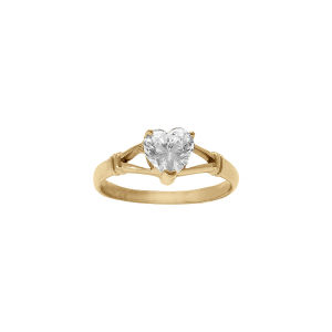 BAGUE ACIER DORÉ OXYDE BLANC FORME COEUR