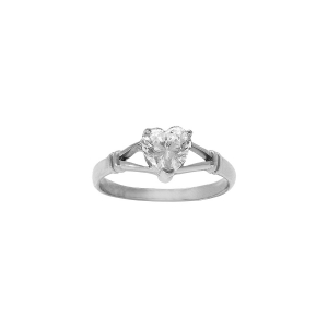BAGUE ACIER OXYDE BLANC FORME COEUR
