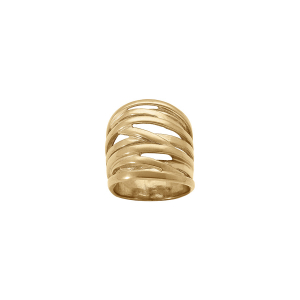 BAGUE ACIER DORÉ LARGE
