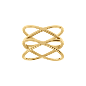 BAGUE ACIER  DORÉ JAUNE ANNEAUX OUVERTS