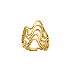 BAGUE ACIER DORÉ OUVERTE REGLABLE VAGUE