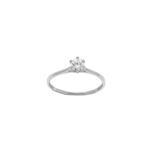BAGUE ACIER SOLITAIRE 4.5MM  OXYDE BLANC 6 GRIFFES