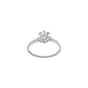 BAGUE ACIER SOLITAIRE 6MM  OXYDE BLANC 6 GRIFFES